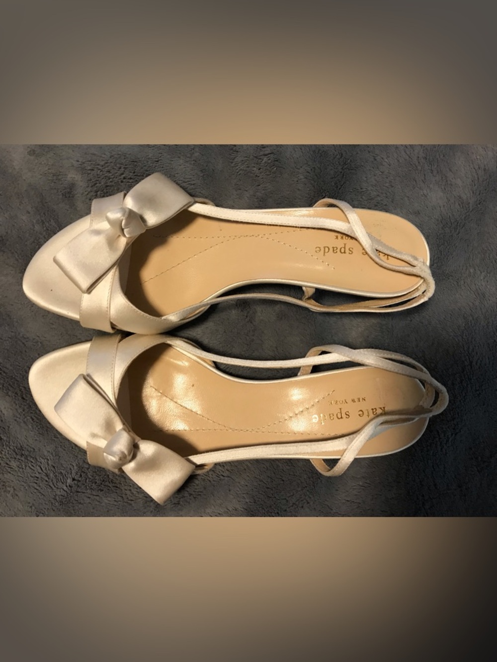 Kate Spade Italy Ivory Satin Bow Kitten Heel EUC